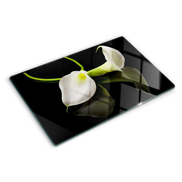 Szklana deska kuchenna Lilia na czarnym tle
