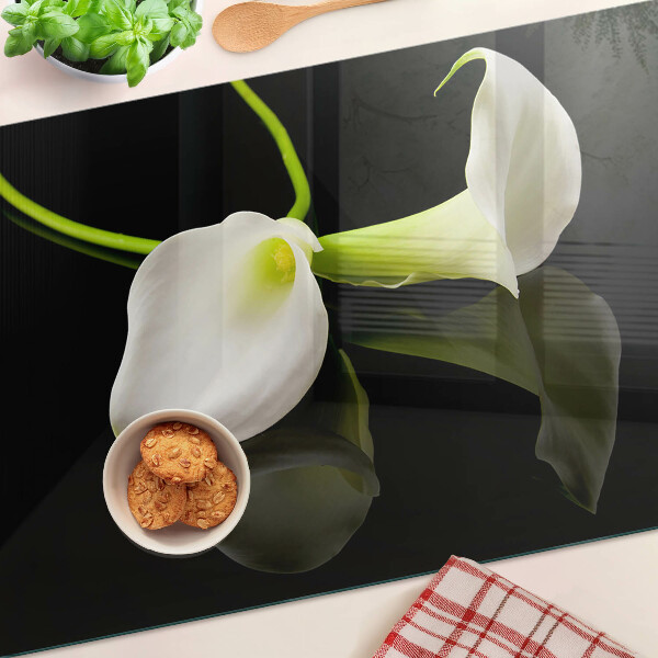 Szklana deska kuchenna Lilia na czarnym tle