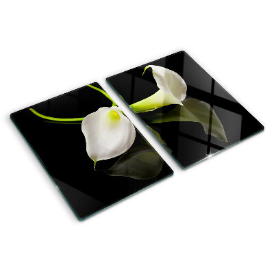 Glazen snijplanken Lelie op een zwarte achtergrond