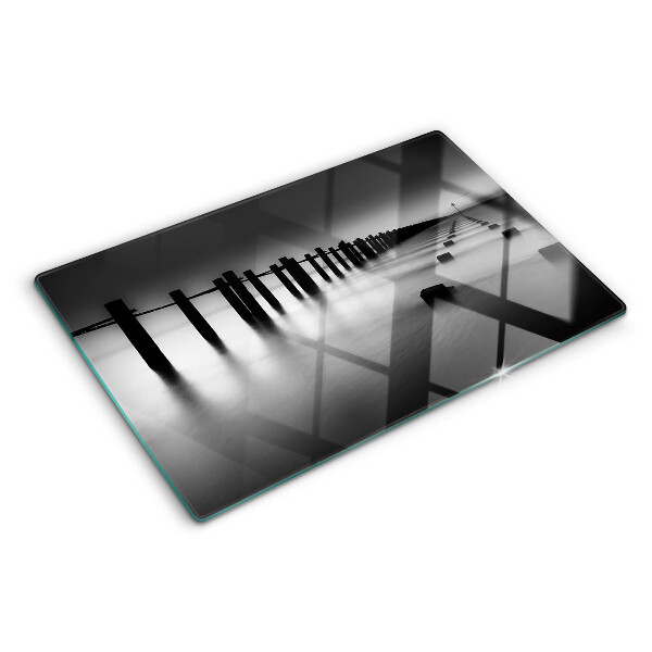 Szklana deska do krojenia Molo w czerni i bieli