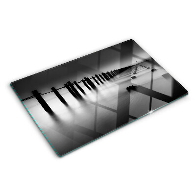 Szklana deska do krojenia Molo w czerni i bieli