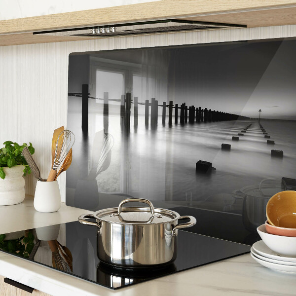 Glazen snijplanken De pier in zwart-wit