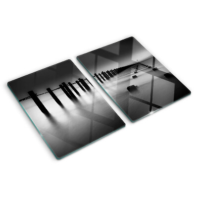 Szklana deska do krojenia Molo w czerni i bieli