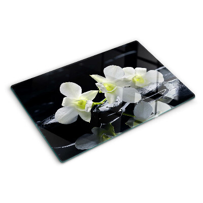 Deska kuchenna szklana Orchidee na czarnym tle