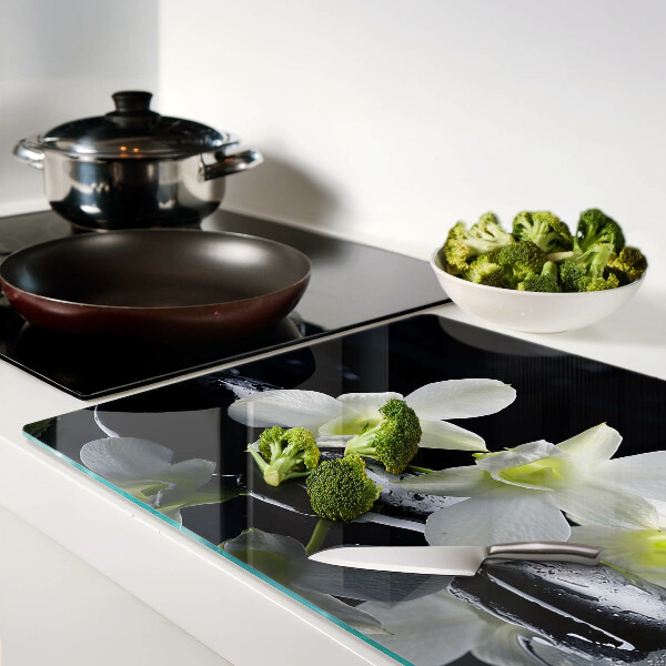 Deska kuchenna szklana Orchidee na czarnym tle