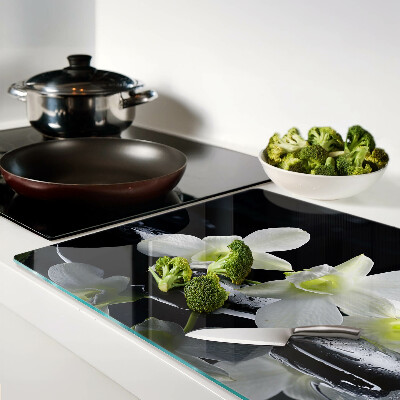 Deska kuchenna szklana Orchidee na czarnym tle