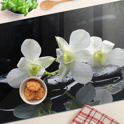 Deska kuchenna szklana Orchidee na czarnym tle
