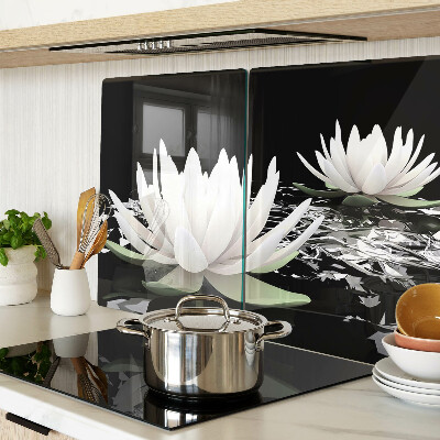 Szklana deska do krojenia Lilie wodne na czarnym tle