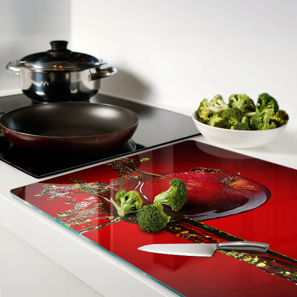 Szklana deska do krojenia Czerwone jabłko z wodą