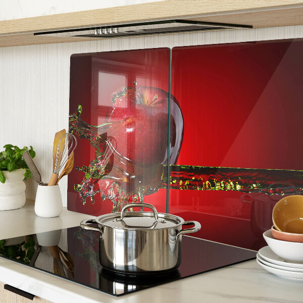 Snijplanken van glas Rode appel met water