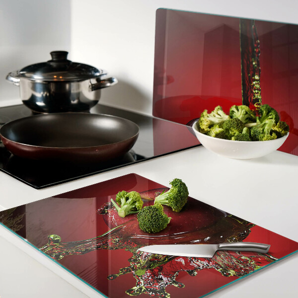 Szklana deska do krojenia Czerwone jabłko z wodą