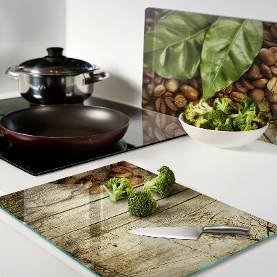 Glazen snijplanken Koffie en bladeren