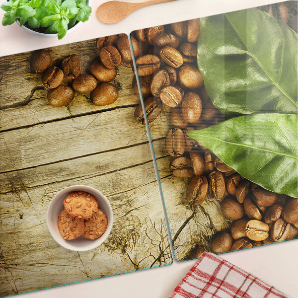 Szklana deska kuchenna Kawa i liście