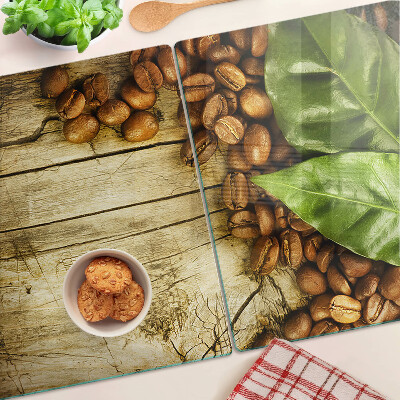 Szklana deska kuchenna Kawa i liście