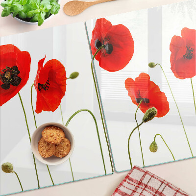 Glazen snijplanken Klaproos bloemenmotief