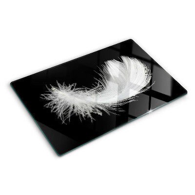 Szklana deska do krojenia Pióro na czarnym tle
