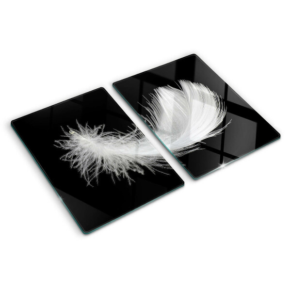 Szklana deska do krojenia Pióro na czarnym tle