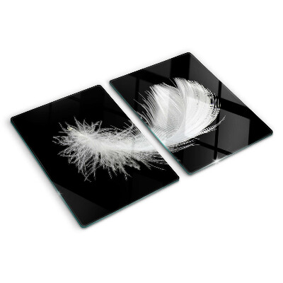 Szklana deska do krojenia Pióro na czarnym tle