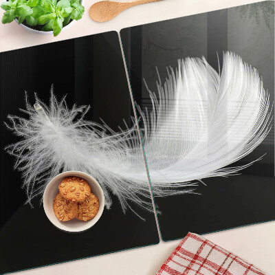 Szklana deska do krojenia Pióro na czarnym tle