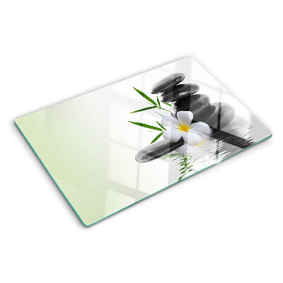 Szklana deska kuchenna Kwiaty i kamienie na wodzie