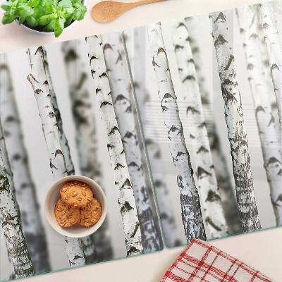 Glazen snijplanken Witte berken in het bos