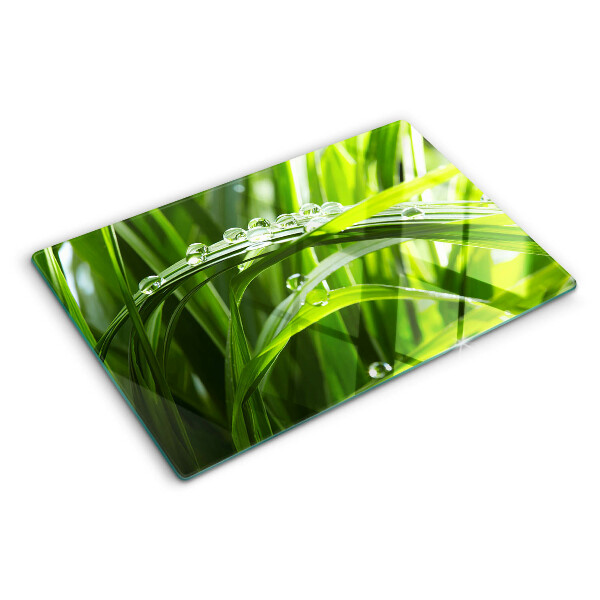 Snijplanken glas Waterdruppels op het gras