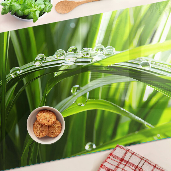 Snijplanken glas Waterdruppels op het gras