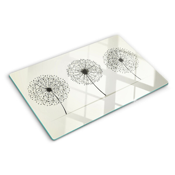 Deska kuchenna szklana Dmuchawce na tle białym
