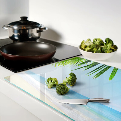 Szklana deska kuchenna Tropikalna plaża z palmami