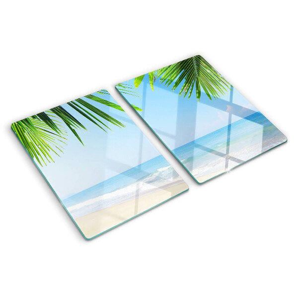 Szklana deska kuchenna Tropikalna plaża z palmami