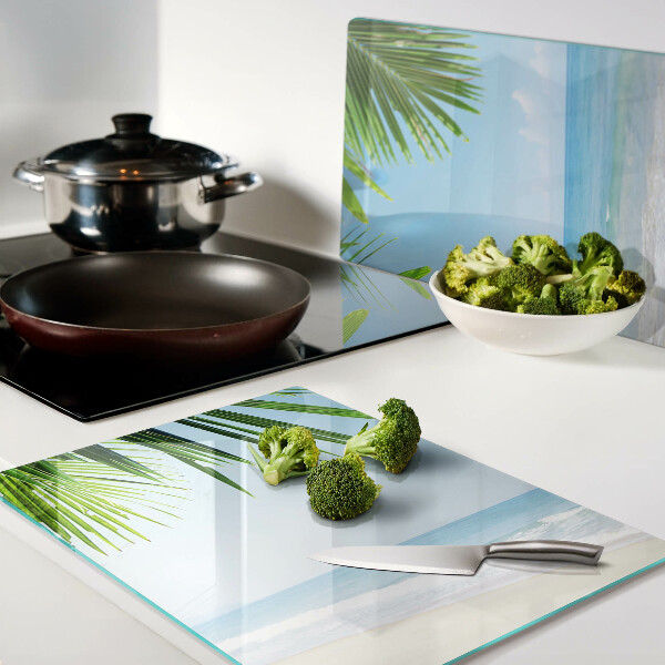 Szklana deska kuchenna Tropikalna plaża z palmami