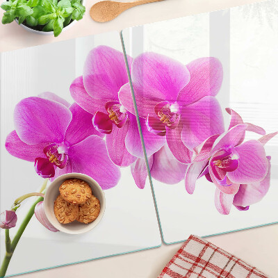 Snijplanken van glas Orchideeën in verschillende tinten roze