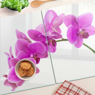 Snijplanken glas Orchideeën in verschillende tinten roze