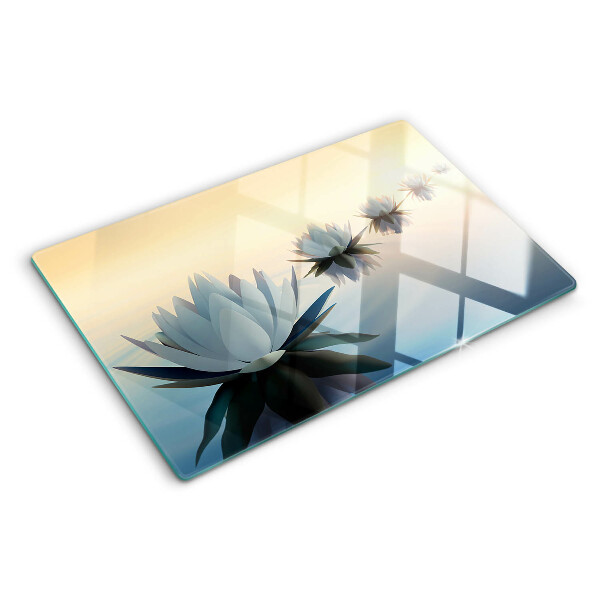 Glazen snijplanken Waterbloemen in pasteltinten