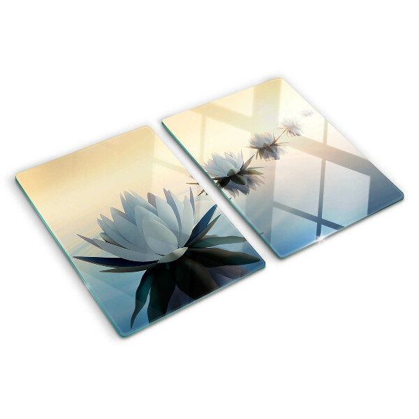 Glazen snijplanken Waterbloemen in pasteltinten