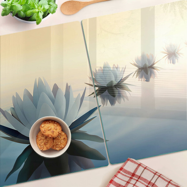 Deska kuchenna szklana Kwiaty wodne w pastelowych odcieniach