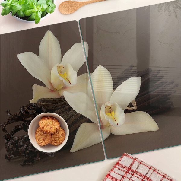 Deska kuchenna szklana Orchidee i laski wanilii