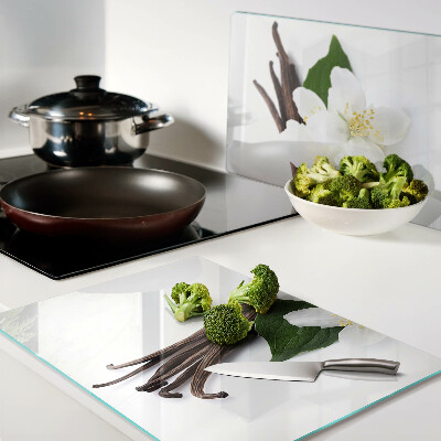 Szklana deska kuchenna Kwiaty i laski wanilii