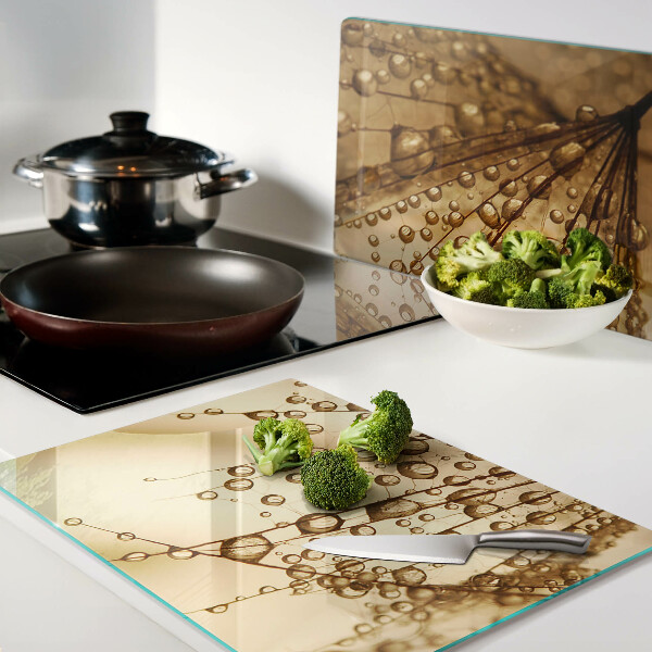 Snijplanken glas Waterdruppels op een plant