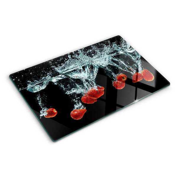 Snijplanken glas Aardbeien in water