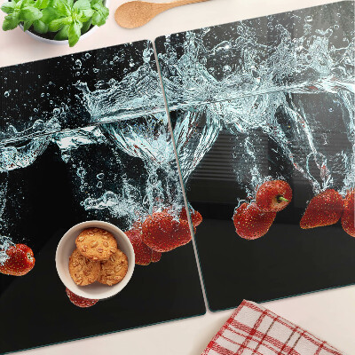 Szklana deska kuchenna Truskawki w wodzie