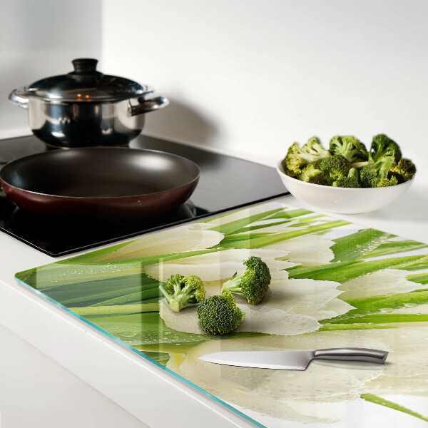 Szklana deska do krojenia Tulipany w kroplach wody