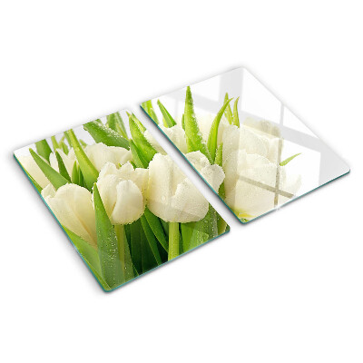 Szklana deska do krojenia Tulipany w kroplach wody