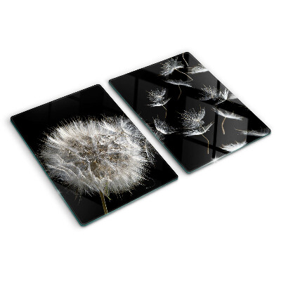 Deska kuchenna szklana Dmuchawce na czarnym tle