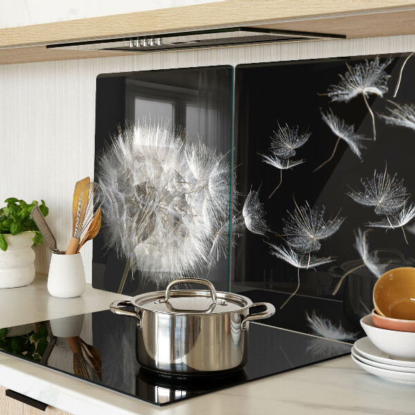 Deska kuchenna szklana Dmuchawce na czarnym tle