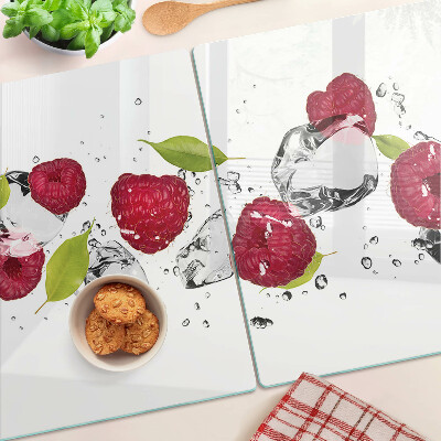 Snijplanken van glas Aardbeien met ijs