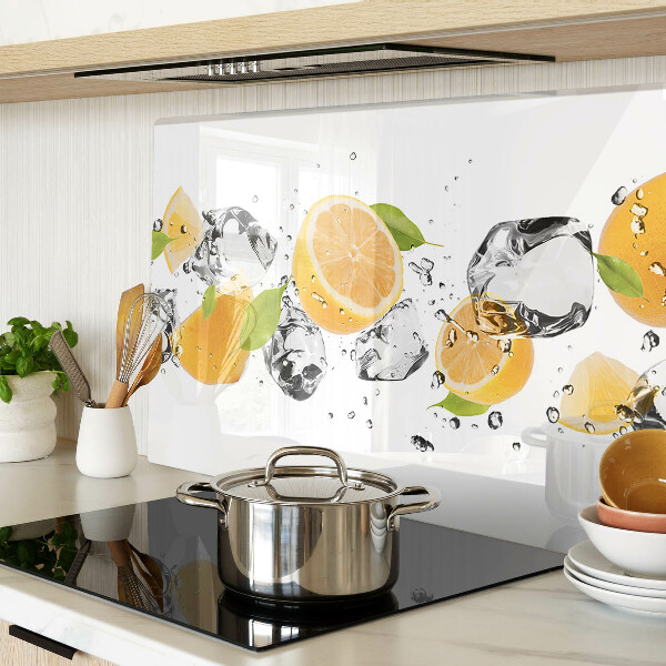 Szklana deska kuchenna Cytryny z lodem