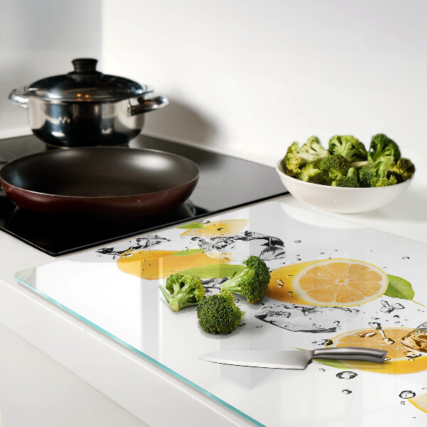 Snijplanken glas Citroenen met ijs