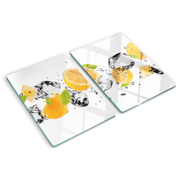 Snijplanken glas Citroenen met ijs