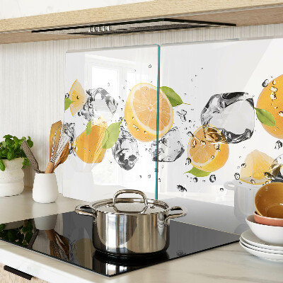 Szklana deska kuchenna Cytryny z lodem